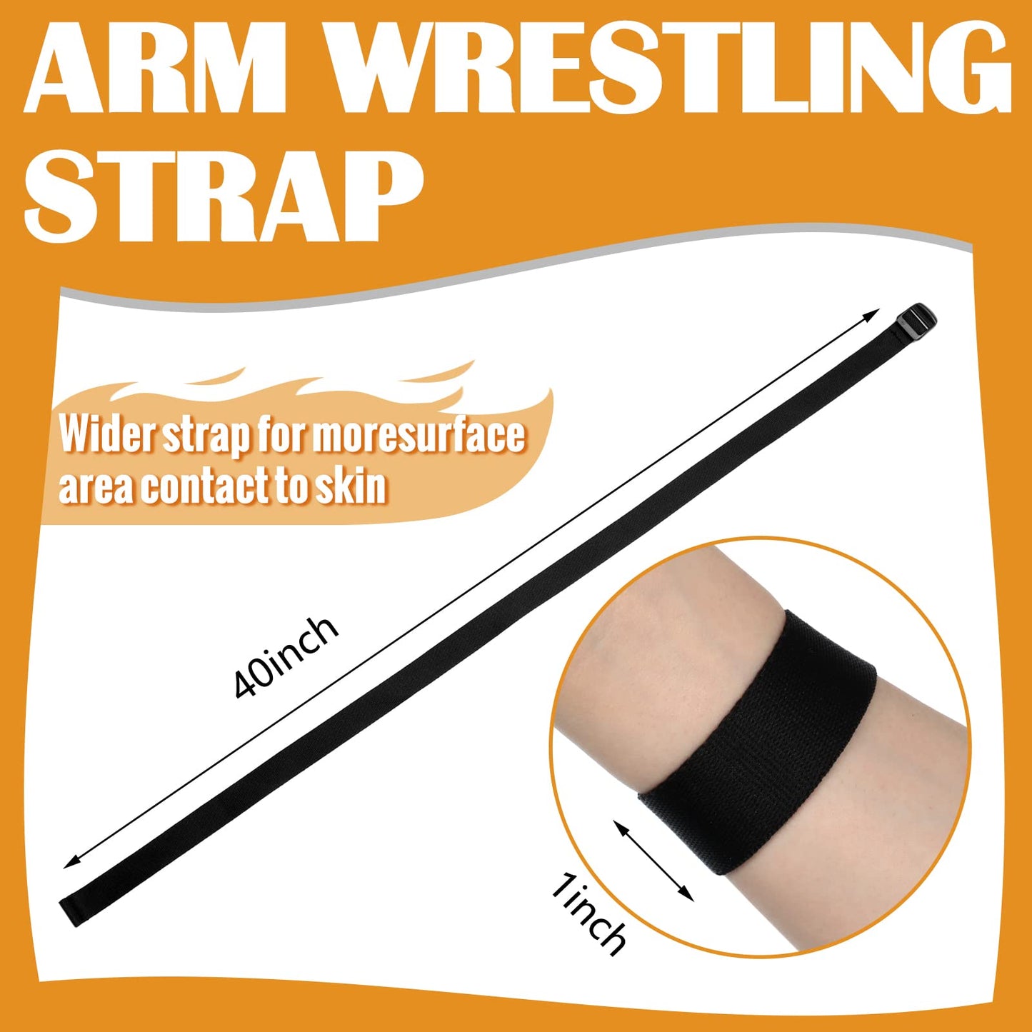 2 Pcs Arm Wrestling Competition Match Strap Non Slip Arm Wrestling Strap 40 Inch Long Exercise Armwrestling Training Equipment with Buckle, 1 Inch Width