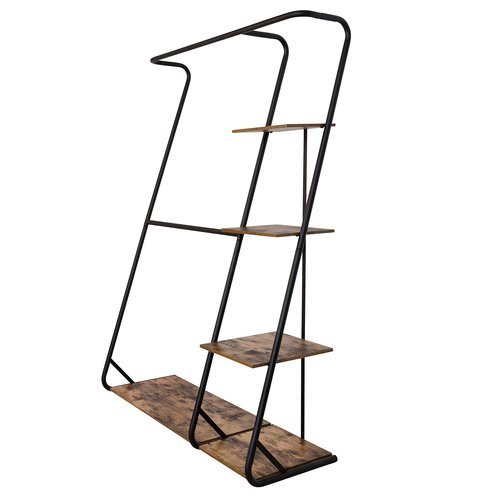 Honey-Can-Do Freestanding Double-Rod Open-Closet Clothes Storage Wardrobe, Black WRD-08156 Rustic 65 lbs
