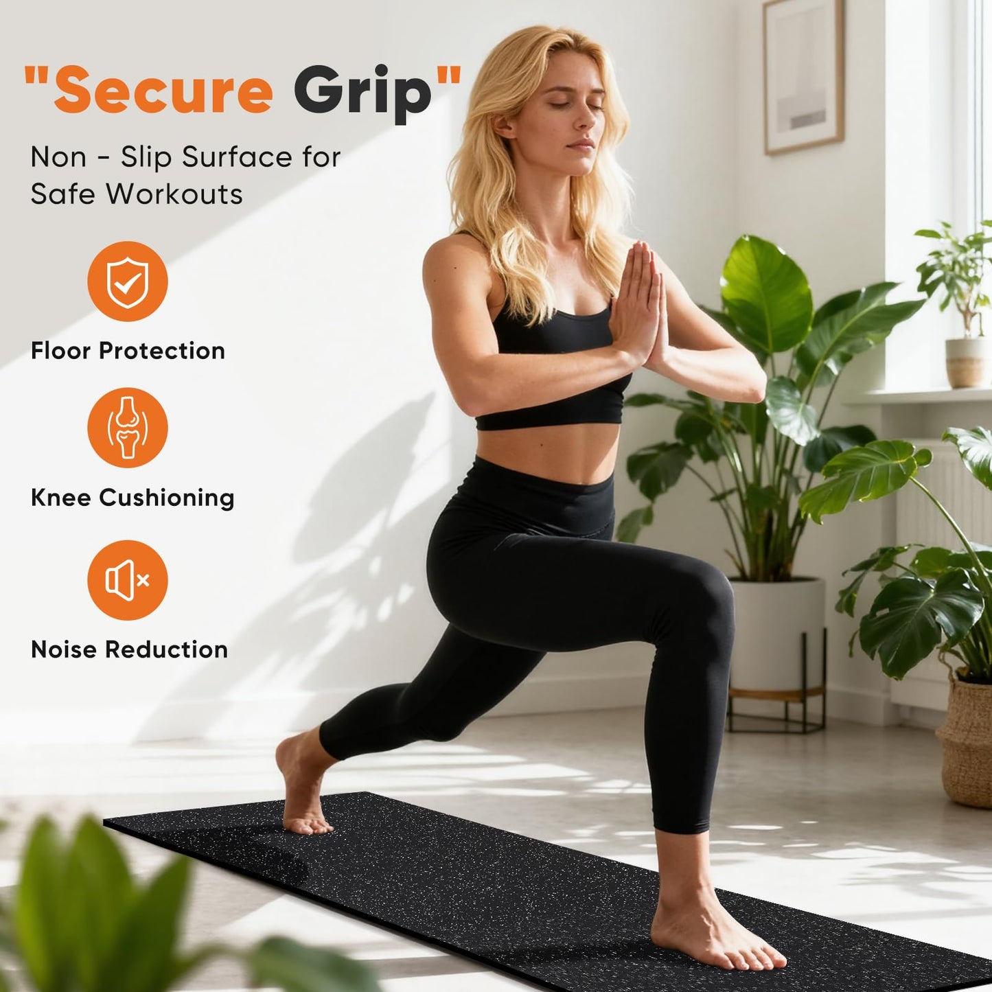 Sweetcrispy Interlocking Rubber Floor Tiles, Gym Flooring for Home Gym Mat 1/2 Inch Thick, Rubber Mats for Floor, Garage, Workout Space, Non-Slip, 6pcs