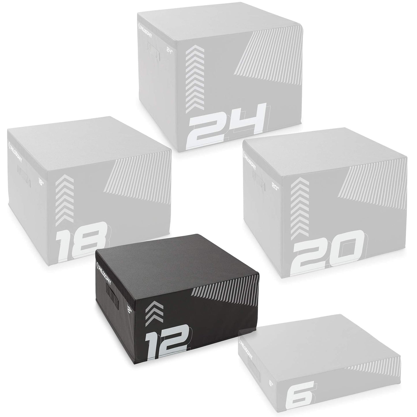 Philosophy Gym Soft Foam Plyo Box - 12", Stackable Plyometric Jump Box for Home Gym, HIIT, Jumps, Step-Ups, Agility and Strength Training
