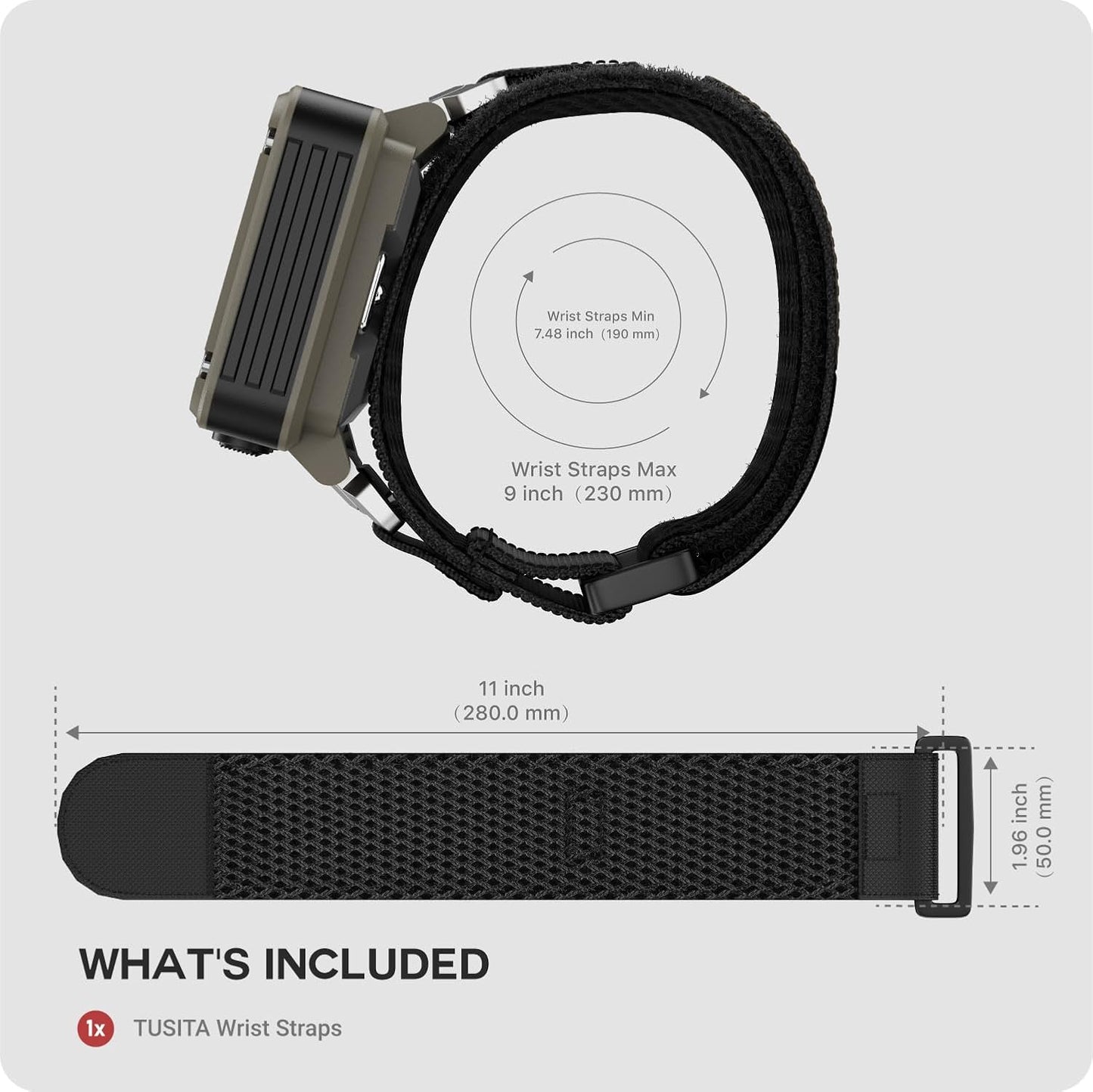 TUSITA 601 701 801 901 Wrist Straps Compatible with Garmin Foretrex Wrist-Mounted GPS - Tactical Black