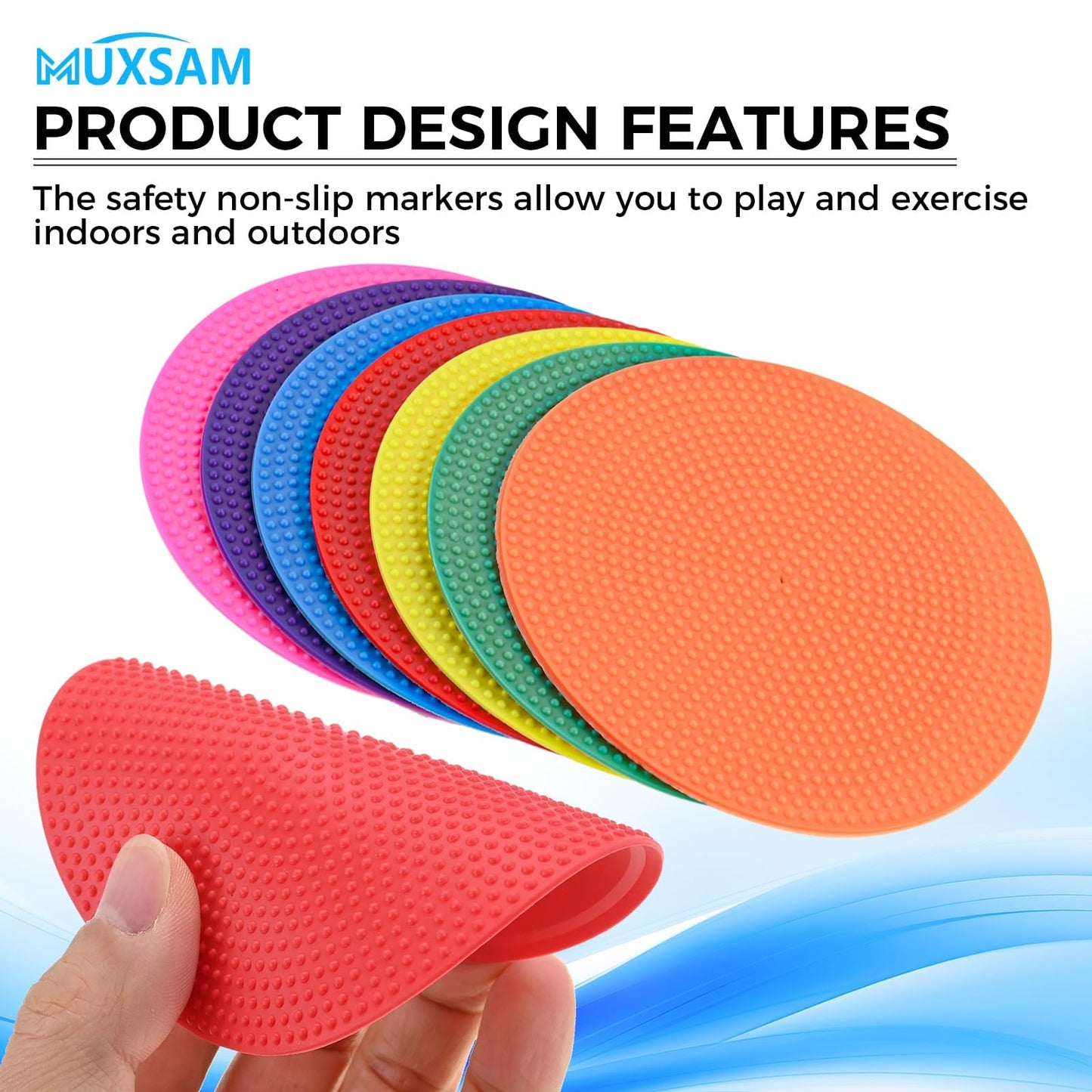 MUXSAM 14Pcs Spot Markers for Agility Dot Gym PE Training Dance, 10cm/4in Flat Disc Markers, Soccer Cones, Field Court Markers, Football Training Equipment with Bag for Games Floor Dots Sport