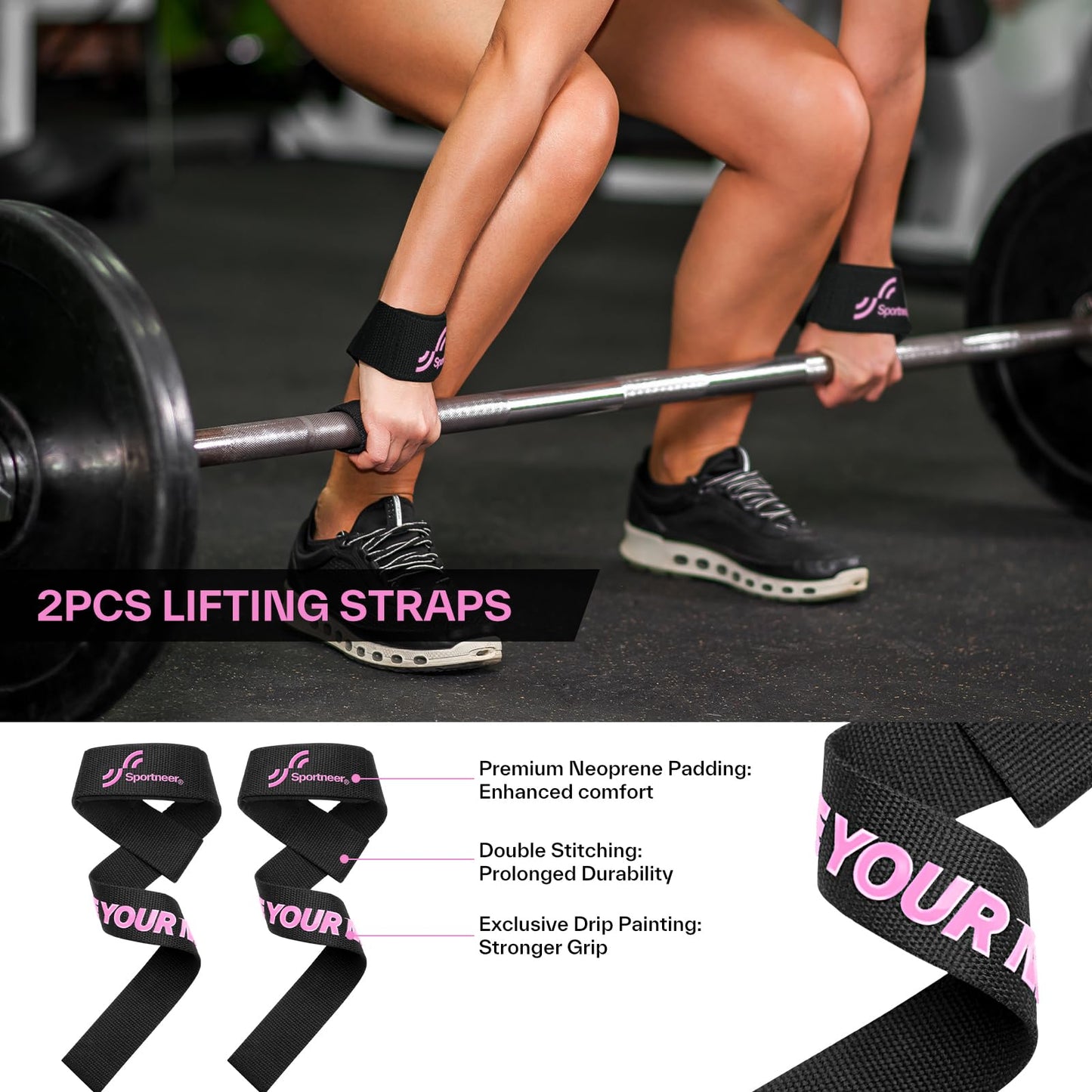 Sportneer Barbell Pad Set: 10 Pcs Squat Pad for Hip Thrusts, Lunges, Leg Day, Standard Olympic Bars with 2 Ankle Straps, 2 Lifting Straps, 3 Resistance Bands, Barbell Pad, Workout Poster and Carry Bag