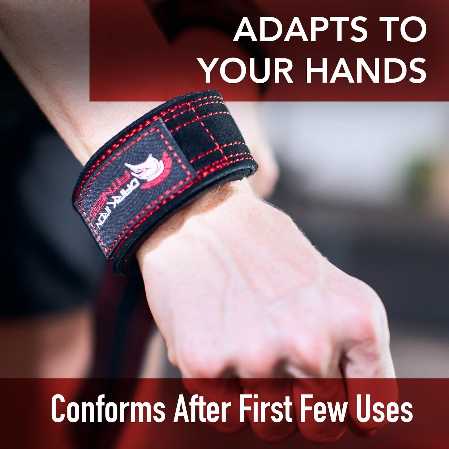 Dark Iron Fitness Wrist Straps for Weightlifting, Heavy Duty Gripping Suede Leather Bands for Men & Women, Support Wraps Gloves Alternative for Power Lifting Weight Strength Training Workouts