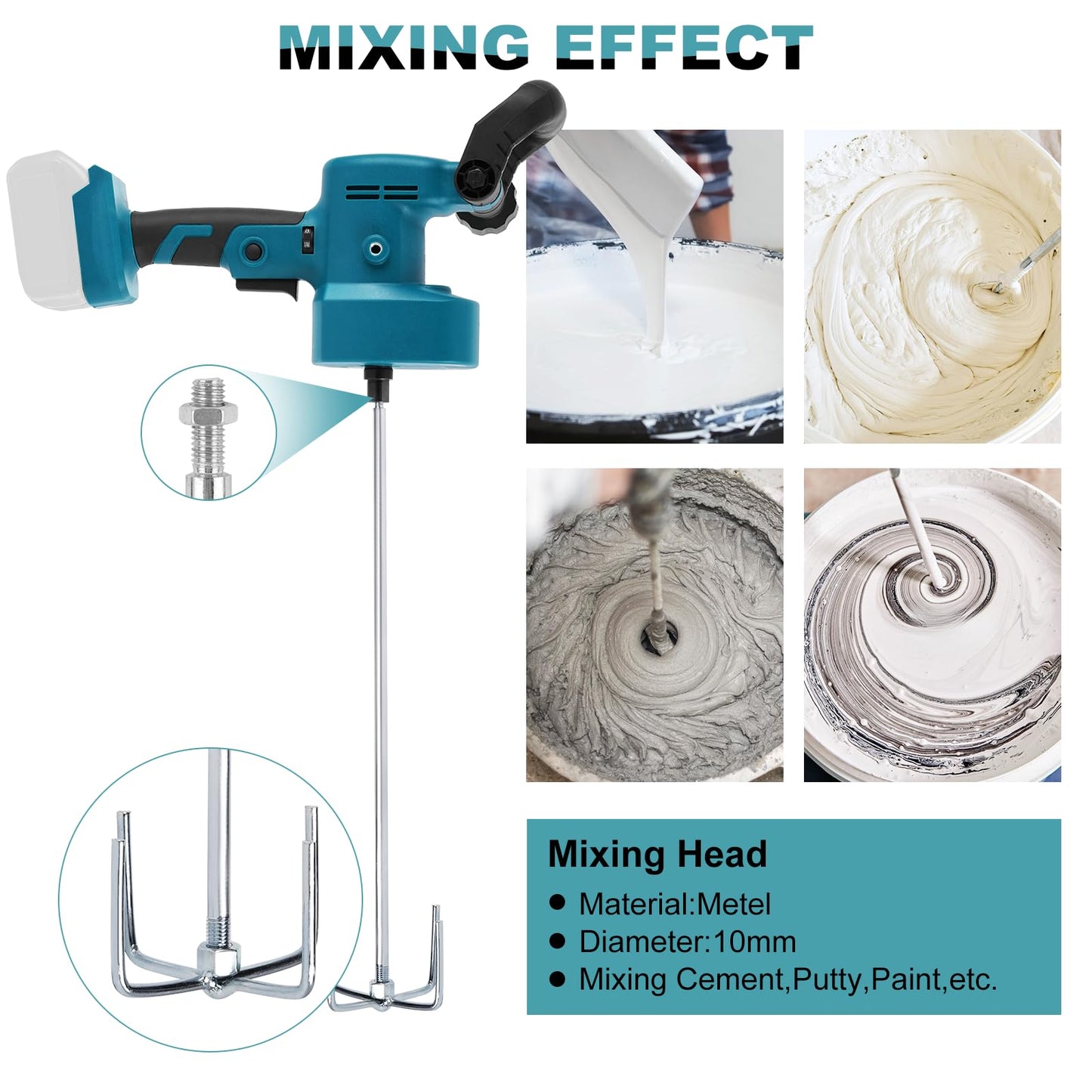 Meticuloso Cordless Concrete Trowel, for Makita 18V Max Battery, Concrete Mixer, Wall Smoothing Polishing Machine, 80-200RPM Electric Plaster Mortar Cement Putty Trowel