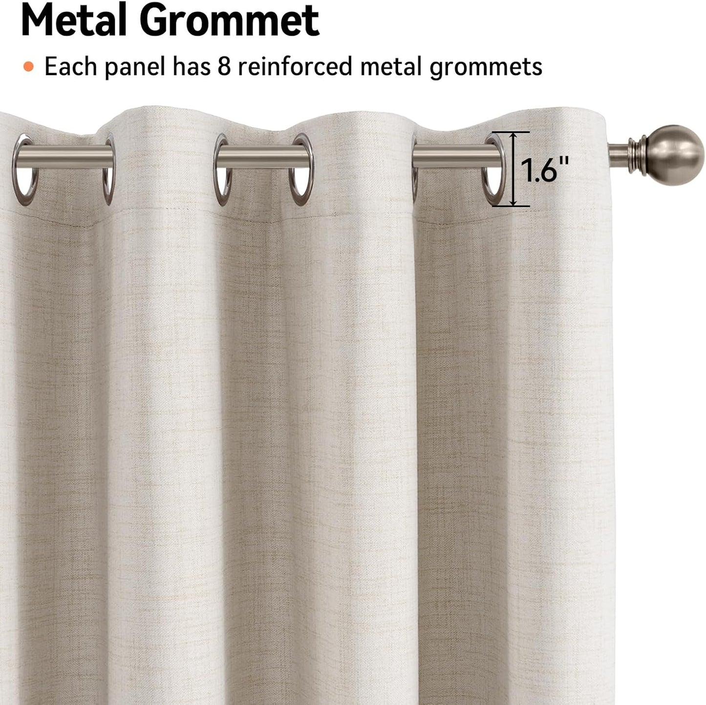 Skiennix 100% Blackout Sliding Door Curtains - Extra Wide Grommet Drapes, 50”W x 63”L, Beige