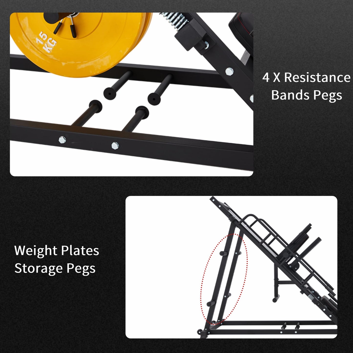 83" D x 43" W 45-Degree Ultimate Leg Press & Hack Squat Machine, Liner Bearing, Adjustable Angles, Band Pegs & Safety Locks – Lower Body Strength Training Equipment for Home & Garage Gym