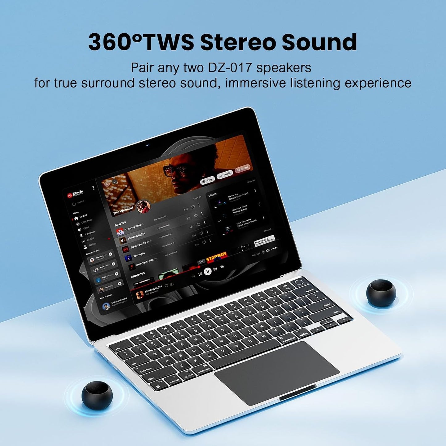 dotn IPX7 Small Speaker, Portable Bluetooth Speaker with Loud Stereo Sound and Robust Bass, Mini Speaker with Lanyard