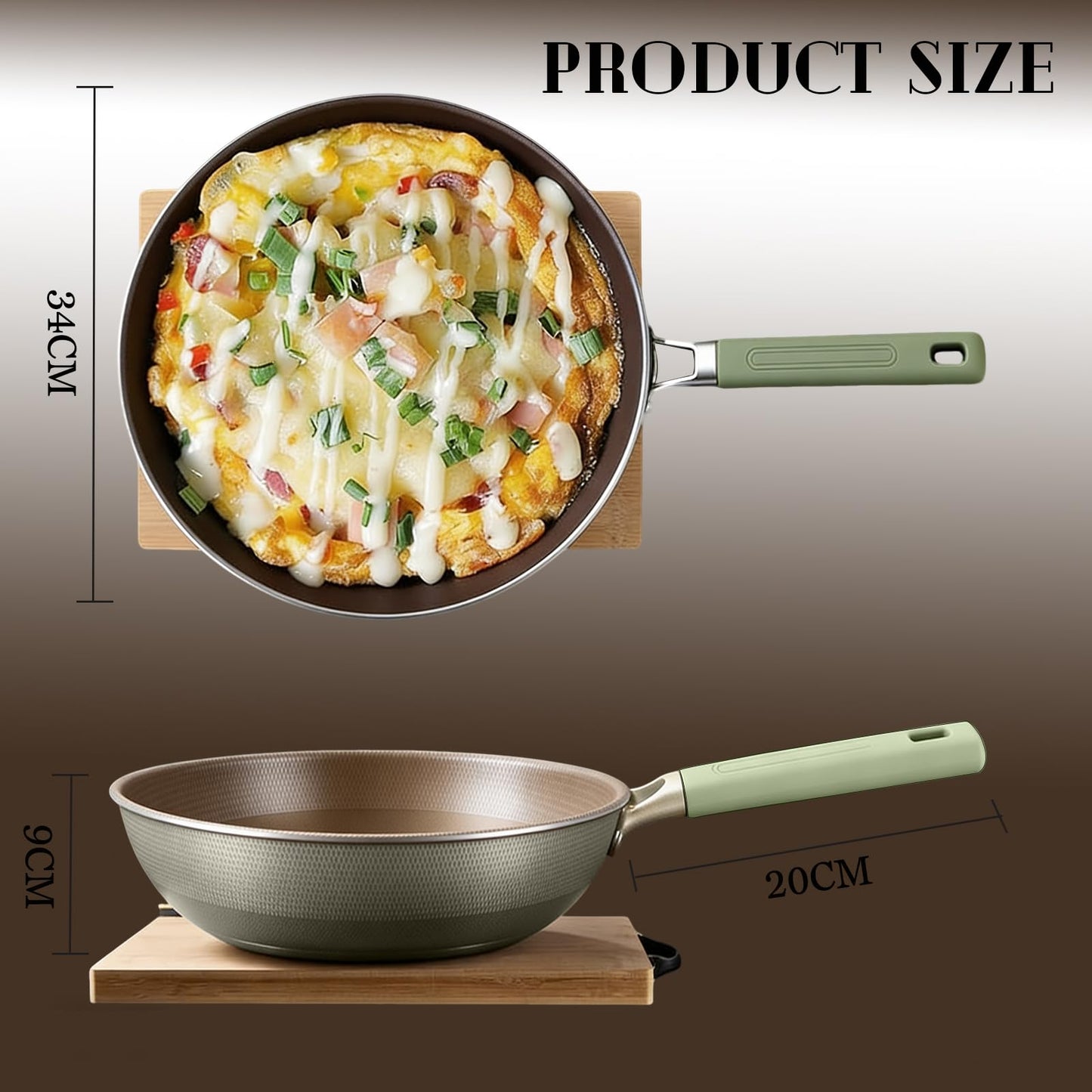 DAMAIXINGSHUO Titanium Pans for Cooking,Extended Cool-Touch Handle 13 Inch Titanium Pan,Elegant Design Skillet with Lid, PFAS/PFOA/PTFE Free,Works on All Stovetops Including Induction