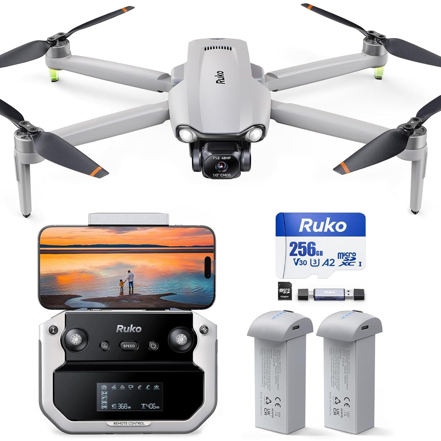 Ruko R256G MicroSD card and F11PRO 2 Plus Drones with Camera for Adults