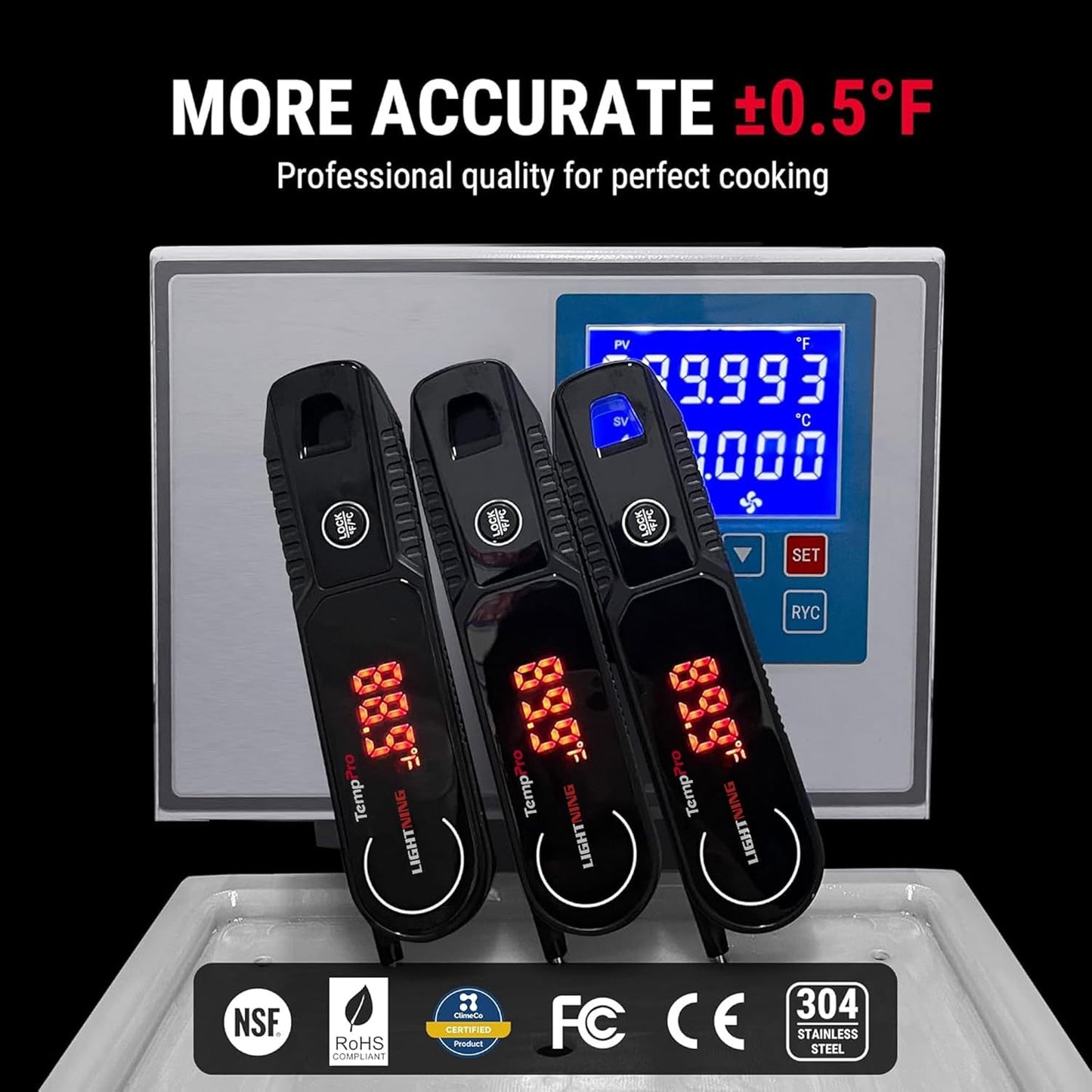 TempPro Instant Read Meat Thermometer - 0.5 Sec Read Time, 180° Rotating Display, IP67 Waterproof for BBQ & Grilling