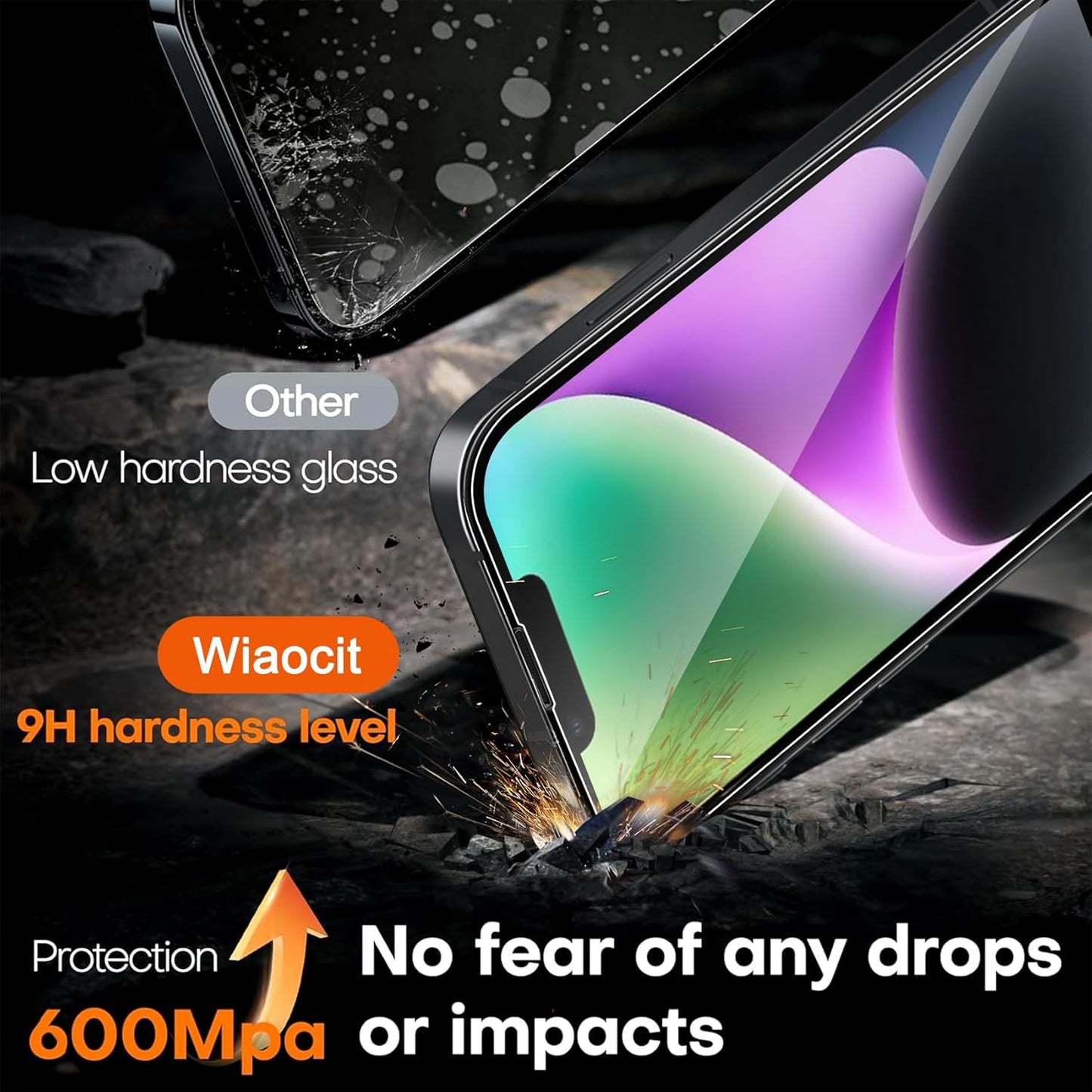 3 Pack 14 3 Pack 9H Wiaocit Tempered Glass Screen Protector for iPhone with Camera Lens Protector, Hardness, Bubble