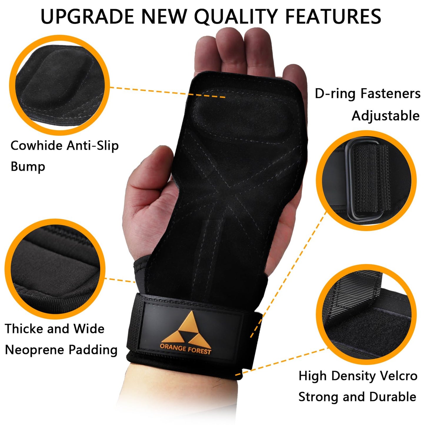 Weight Lifting Wrist Strap with Double Layer Leather, Neoprene Padded Gym Lifting Grips for Deadlift Powerlifting and Pull Up for Men Women (Pair)