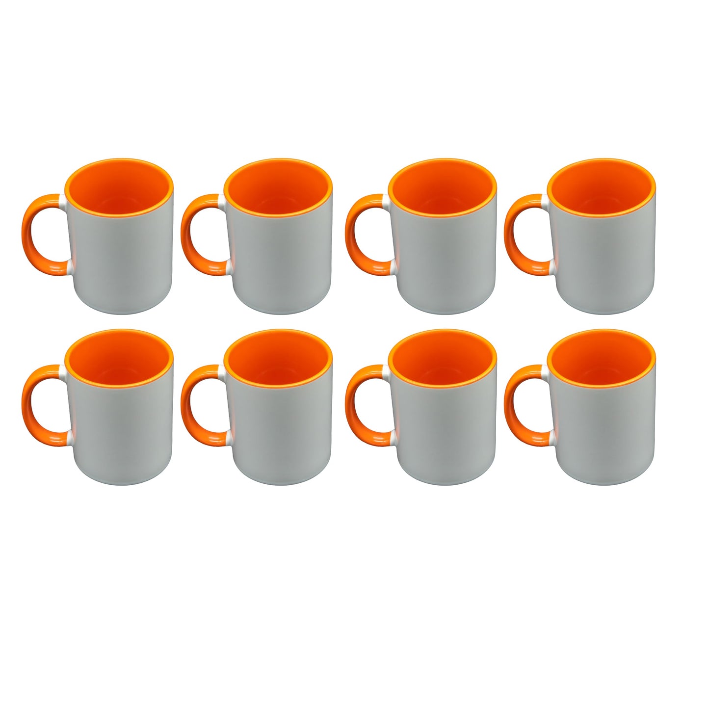 Sublimation Mugs 11 Oz, Orange Inner & Handle - Premium Coffee Cups for Heat Press Projects - Versatile Coffee Mug Design Ideal for Personalized Creations, 8 Piece Set