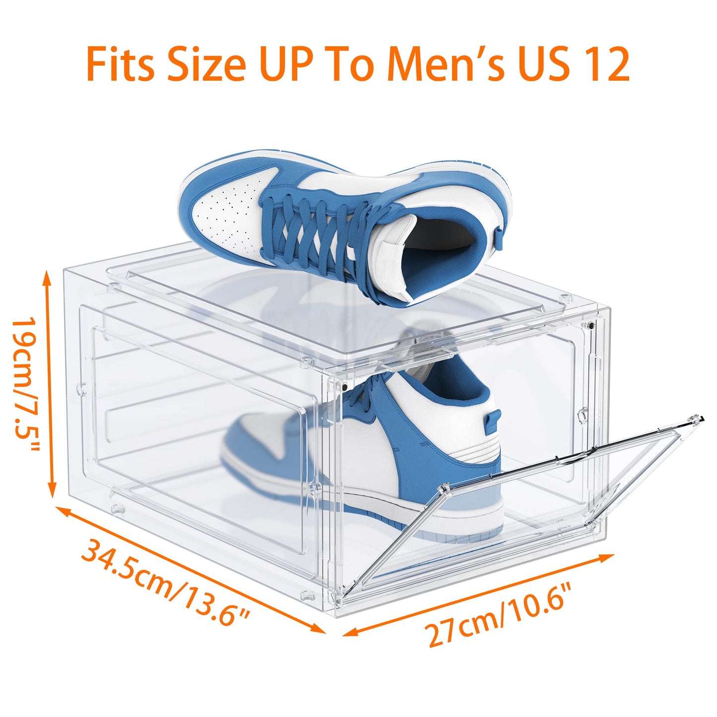 HOMIDEC Shoe Storage, 8 Pack Shoe Organizer Clear Hard Plastic Shoe Box, Shoe Boxes Clear Plastic Stackable, Shoe Boxes with Lids for Size 13