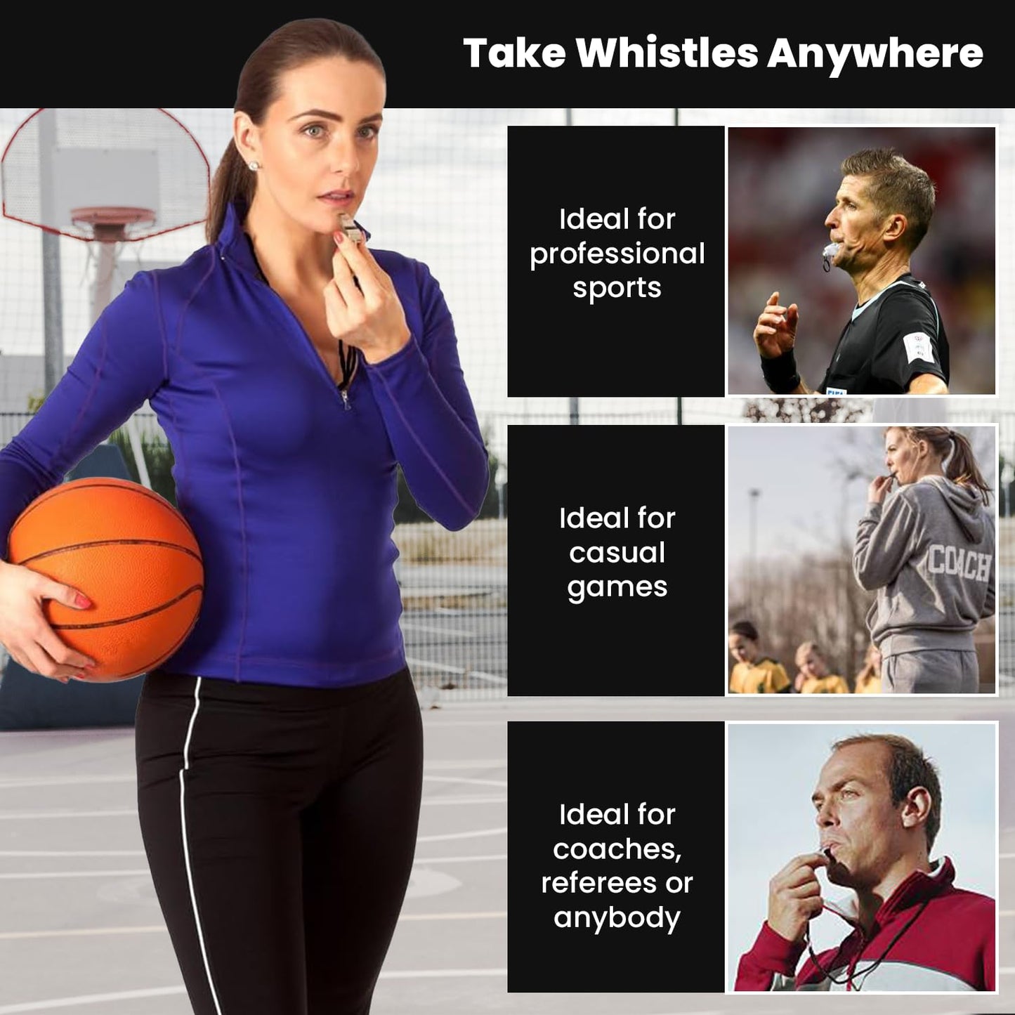 Runtasty Essential Metal Safety Whistle 2-Pack with Adjustable & Removable Lanyard – Lightweight, Durable Whistles for Sports, Coaching, Teachers, Outdoor Activities & Emergency Preparedness