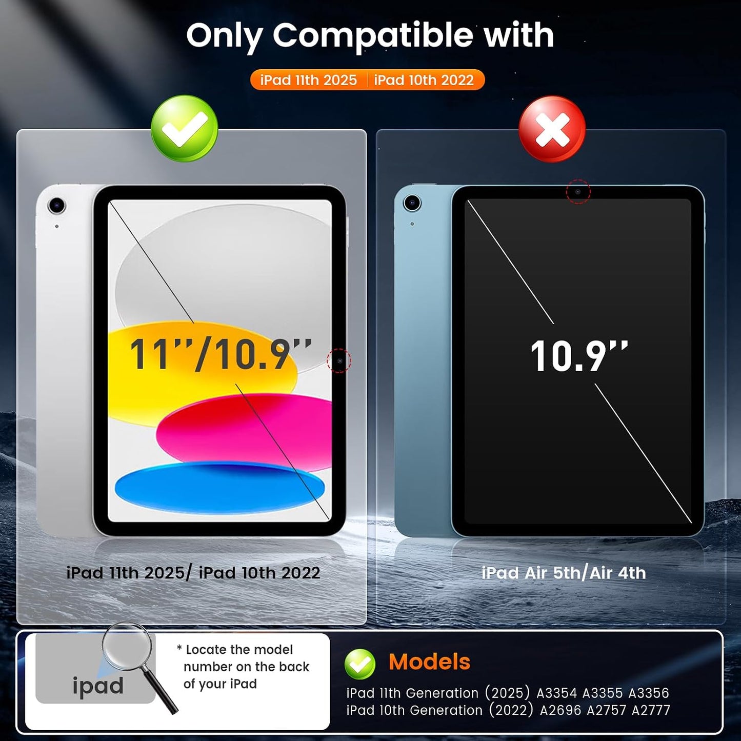 2 Pack A16 11th (2025)/ 10th (2022), KCT Tempered Glass Screen Protector Compatible with iPad Generation iPad