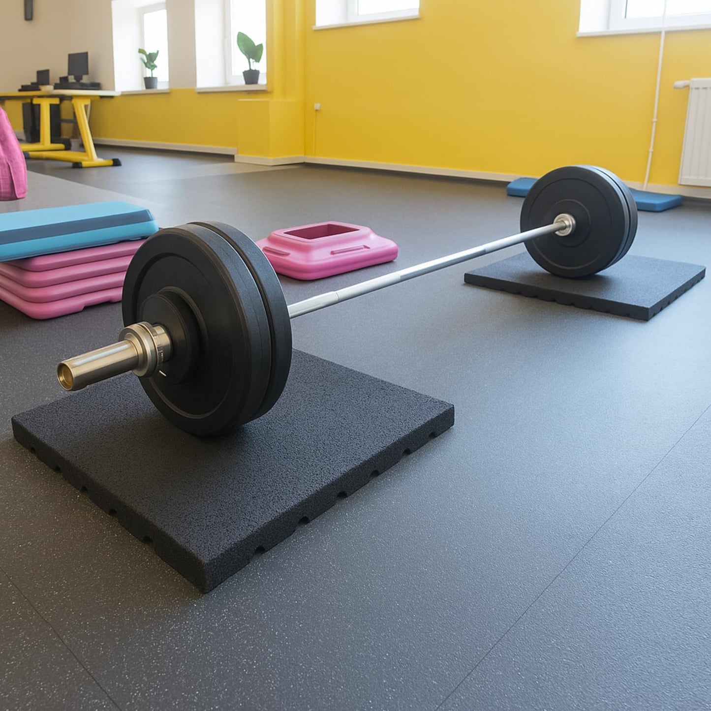 Maasechs 2 Pack 1.38" Thick Heavy Duty Rubber Exercise Equipment Mats 20"x20" Multi-purpose Gym Floor Mat Tiles for Deadlift Platforms Home Anti-smash Anti-slip Shock-absorbing Floor Protectors