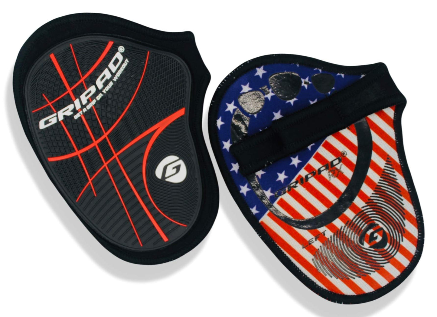 Gripad RX Lifting Grips | The Most Durable Grip Pads Yet | The Alternative to Weight Lifting Gloves, Gym Workouts, WOD, Weightlifting | Neoprene Hand Grips | Flexible Rubber Palm (American Flag)