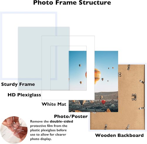 JCJMY 16x22 Picture Frame - Display 12x18 Photos with Mat or 16x22 Without Mat | White Wall Hanging Frame