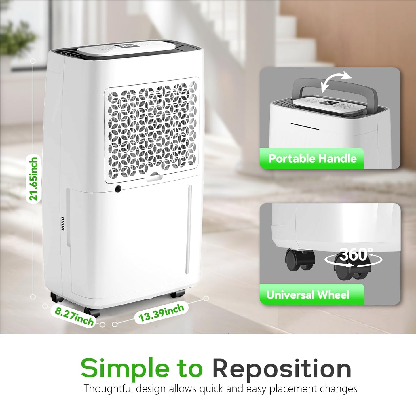 Manastin 5500 Sq.Ft Dehumidifier for Basement with Drain Hose, 80 Pints/Day (Standard 50 Pint), Energy Efficient Dehumidifier with Air Purifier Combo, Timer & Child Lock, for Large Room, Home, Garage