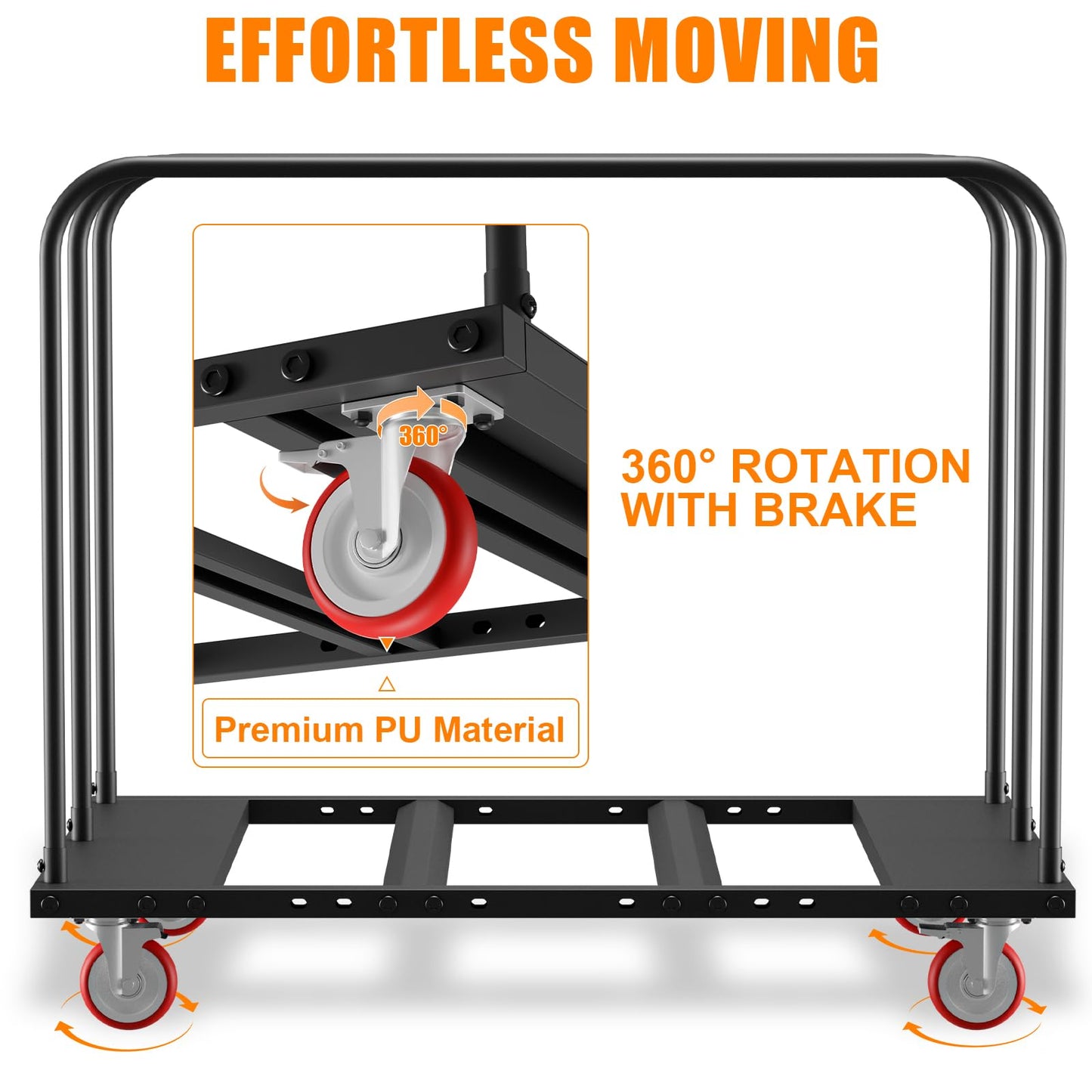 Heavy Duty Table Dolly w/ 5" PU Swivel Wheels | Drywall Dolly Cart w/ 1800 LBS & 10 Table Capacity | Folding Table Cart for Party Events, Hotel, Factory, Warehouse