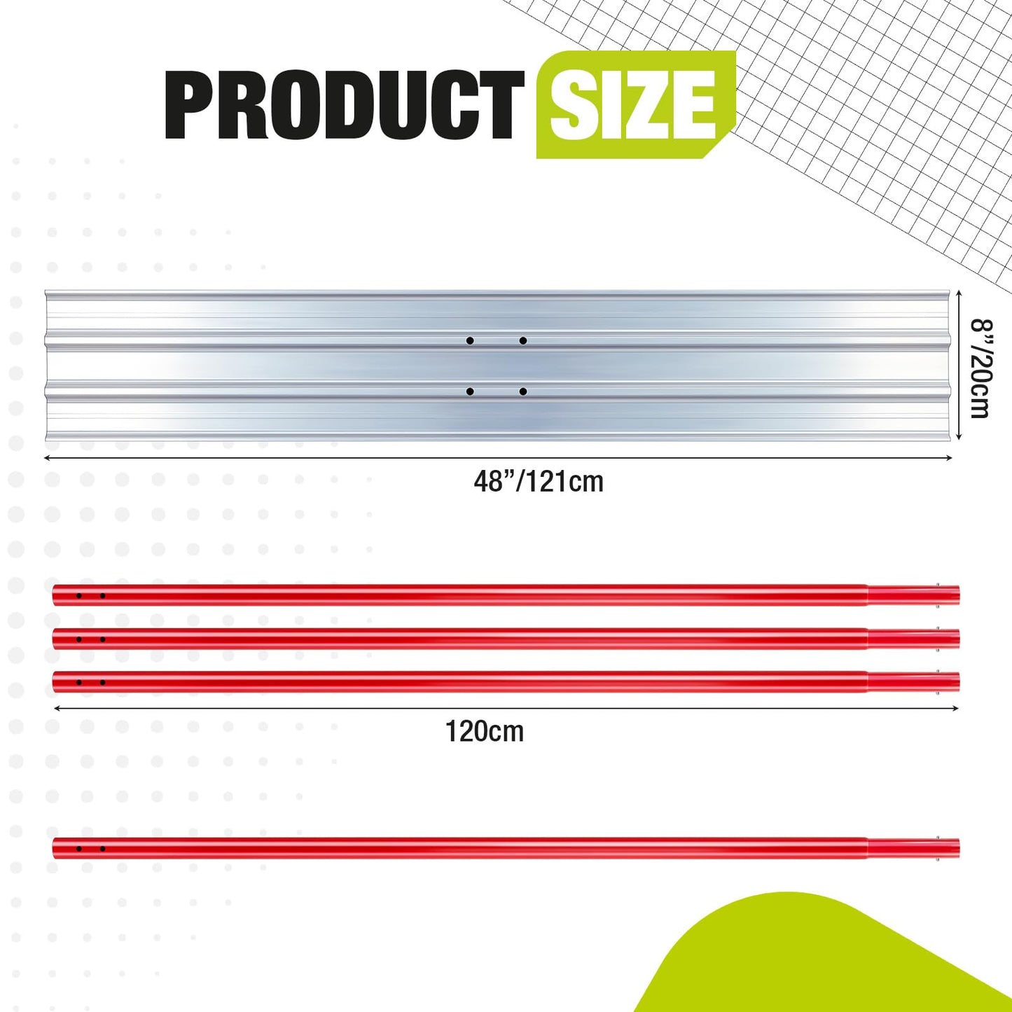 COZONY Bull Float Kit, Concrete Float 48" Al-Mg Alloy Concrete Trowel Tool with Adjustable Bull Concrete Kit, Bull Float with 4 Float Handle Bull Float Bracket Concrete Tools Finishing Bull Float, Red
