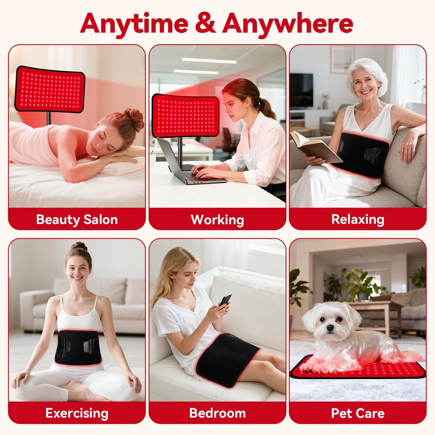 Red Light Therapy for Face Body, 2-in-1 Red Light Panel Device with Belt, 660nm & 850nm Near Infrared Light Therapy Lamp with Remote Control, 5 Adjustable Brightness & Timer, Gift for Women Men