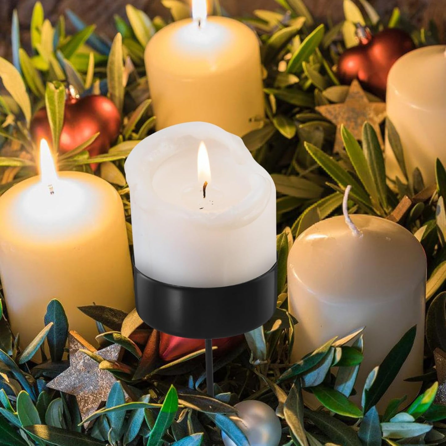 Veemoon Candle Holder Stakes - 6pcs Heavy-Duty Taper Candlestick Holders for Table Centerpieces | Black