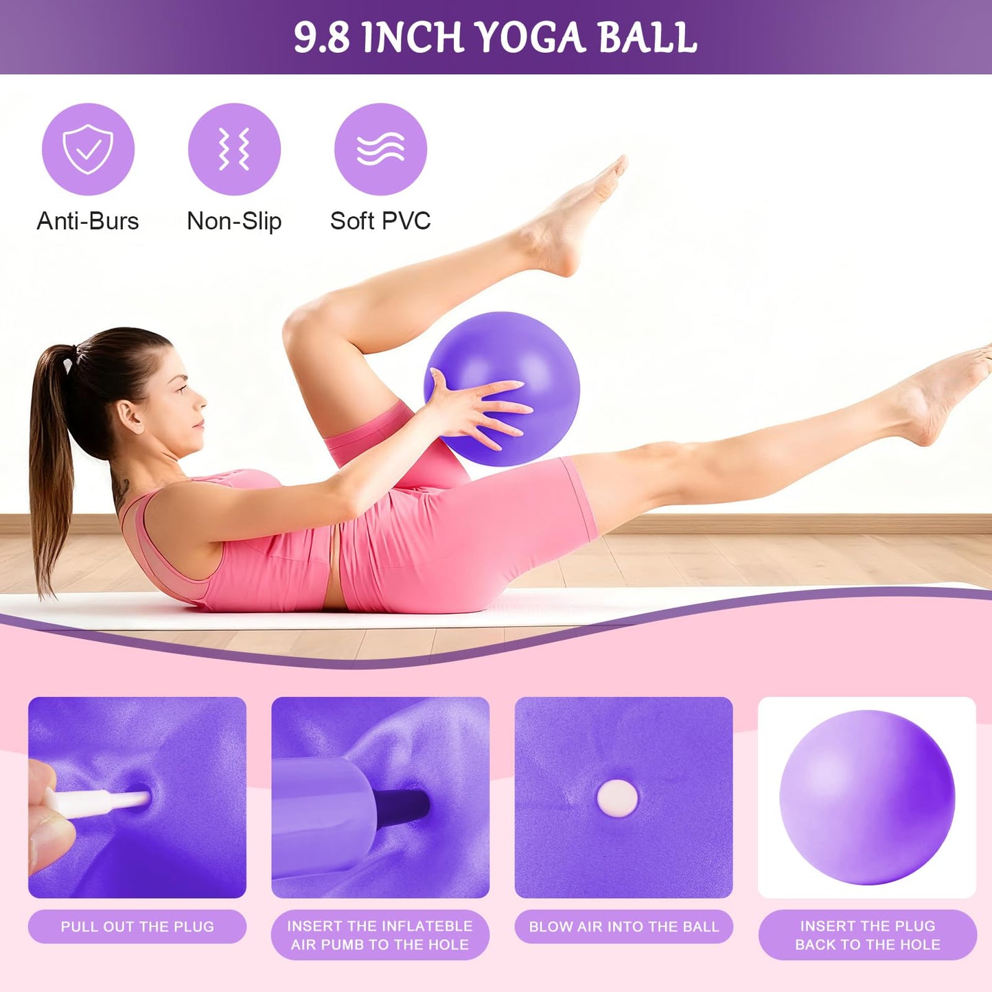 Pilates Kit for Women, Pilates Equipment Kit for Women Home Workouts, Pilates Ring Set, Home Pilates Essentials Kit with Pilates Ring and Ball, Resistance Bands for Strength, Toning, Flexibility
