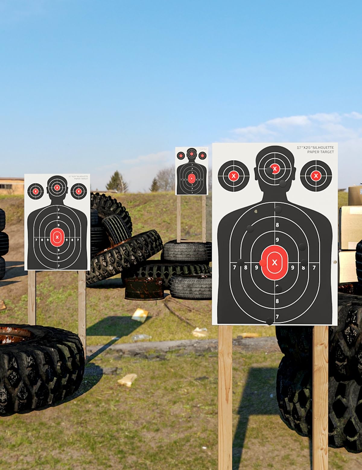 LAKINGO Shooting Targets for Range Practice - 17x25 Inch Silhouette Paper Targets with Stickers, Indoor/Outdoor Use for Pistol, Rifle, Airgun, Pellet Gun, BB Guns