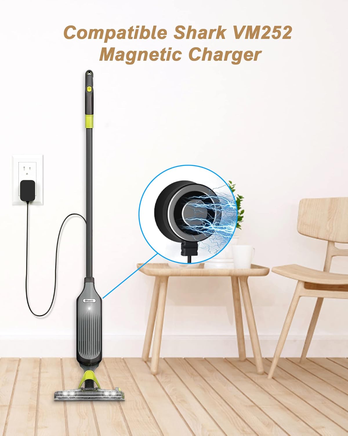 Skiennix Magnetic Charger for Shark VM252 | Compatible with VM252C & QM250 Cordless Vacuum Mop