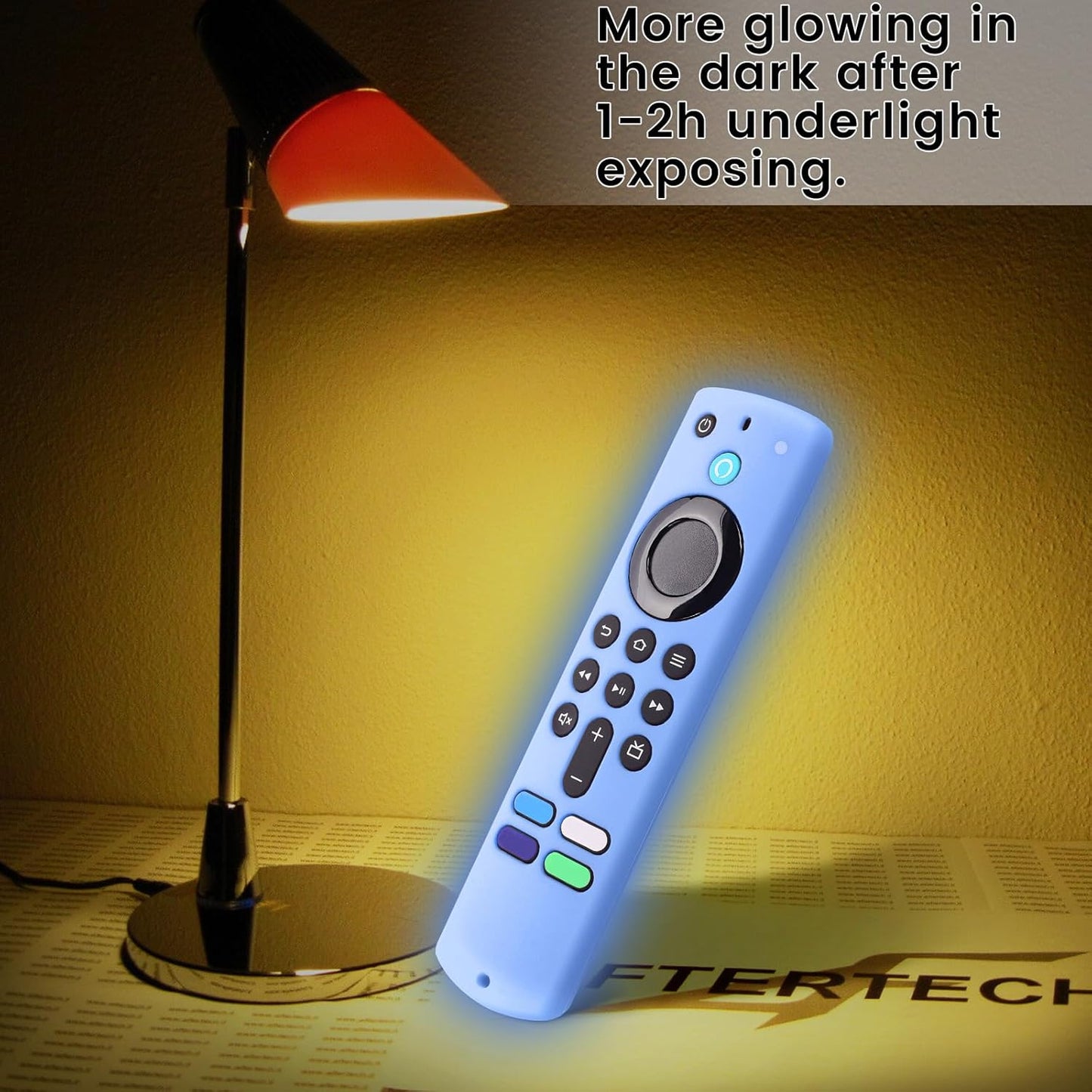 weishan 2-Pack Glowing Remote Cover, Silicone Protective Case with Lanyard, Glow Blue and Glow Purple, Compatible