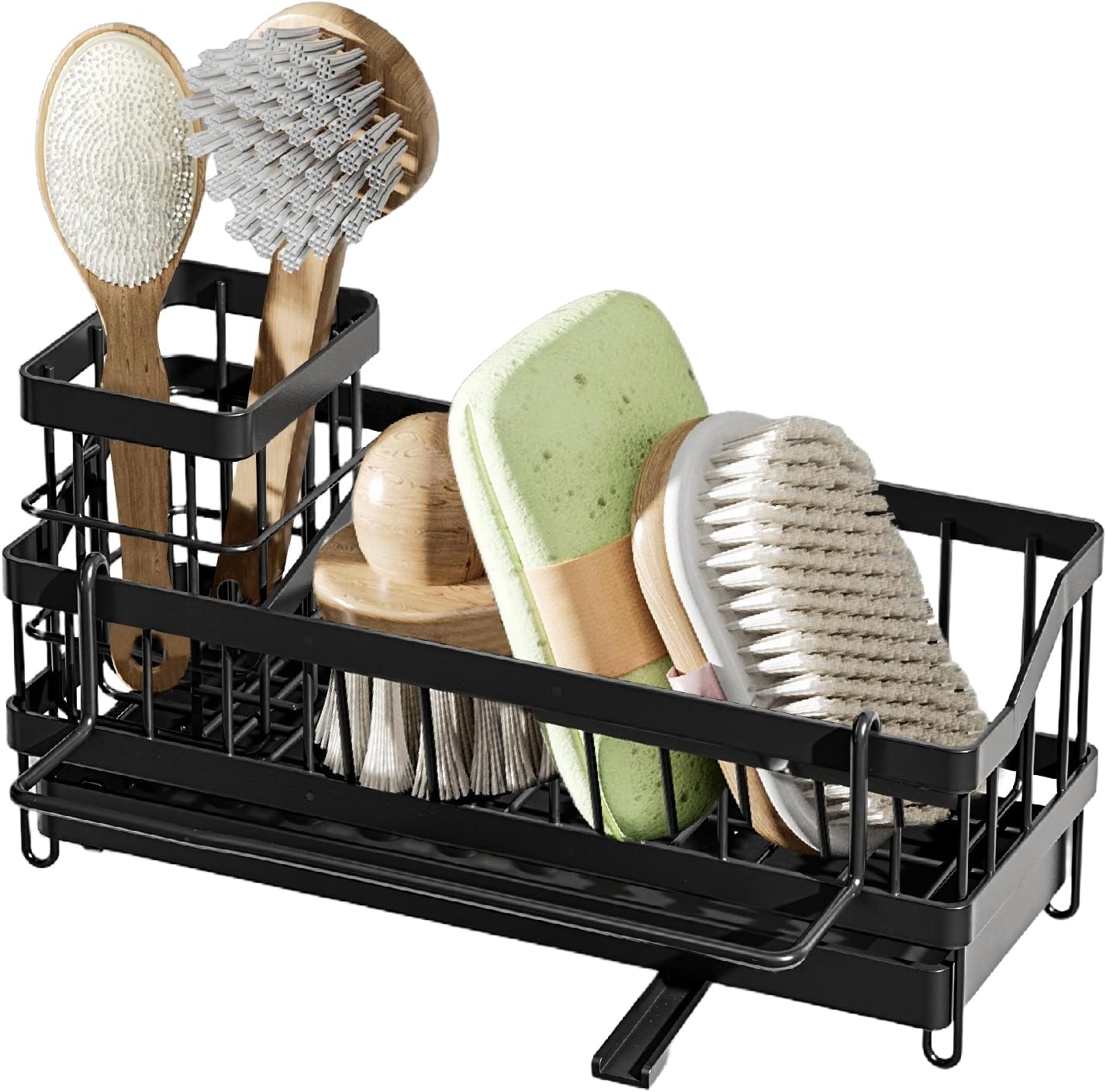 Skiennix Sink Caddy Organizer - Wall-Mounted Sponge Holder & Brush Storage - Rustproof 304 Stainless Steel