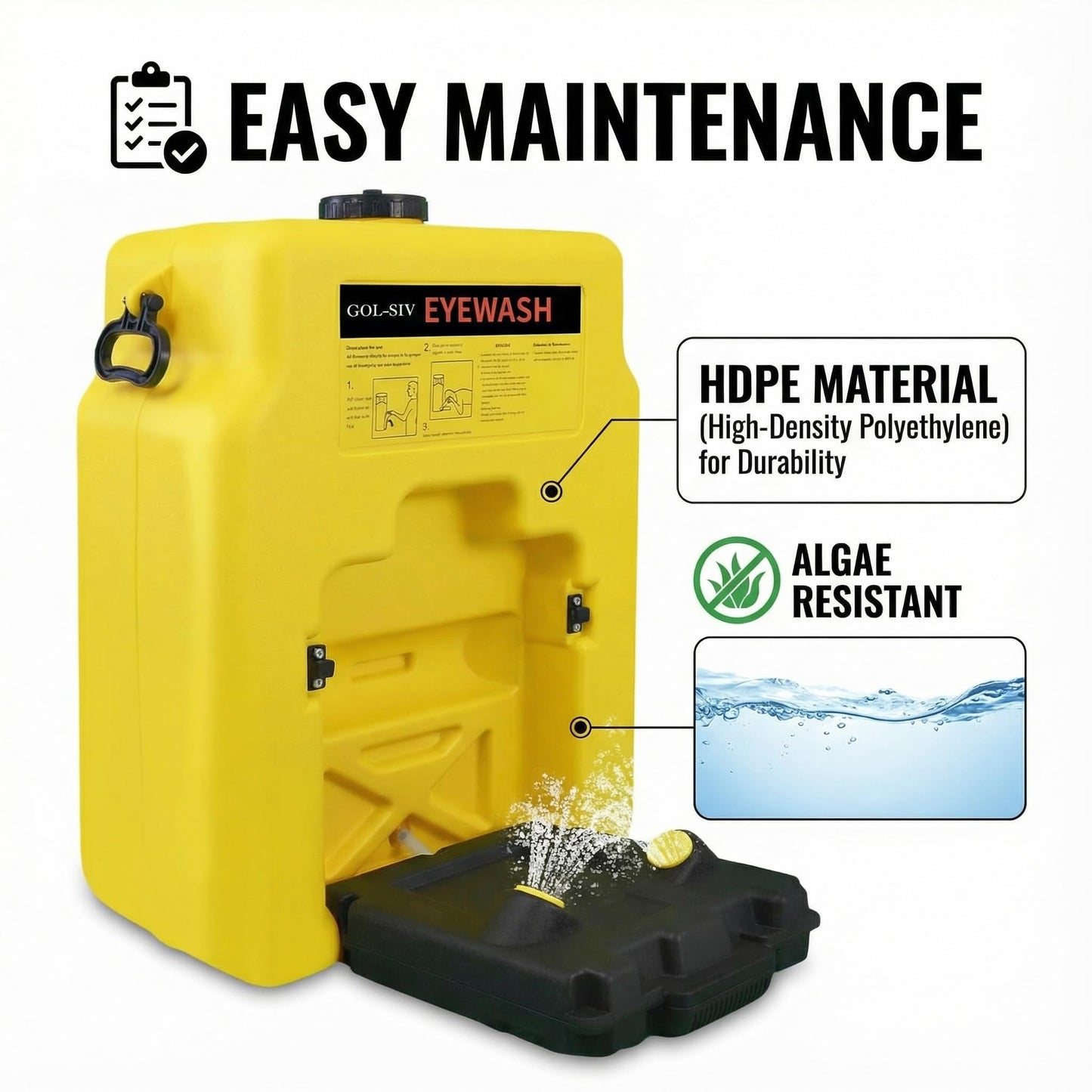 GOL-SIV 14 Gallon OSHA Approved Eyewash Stations - Portable Emergency Eye Wash Stations Wall Mounted,First Aid Eyewash Station Unit,Lasting for 15 Minute(53L)