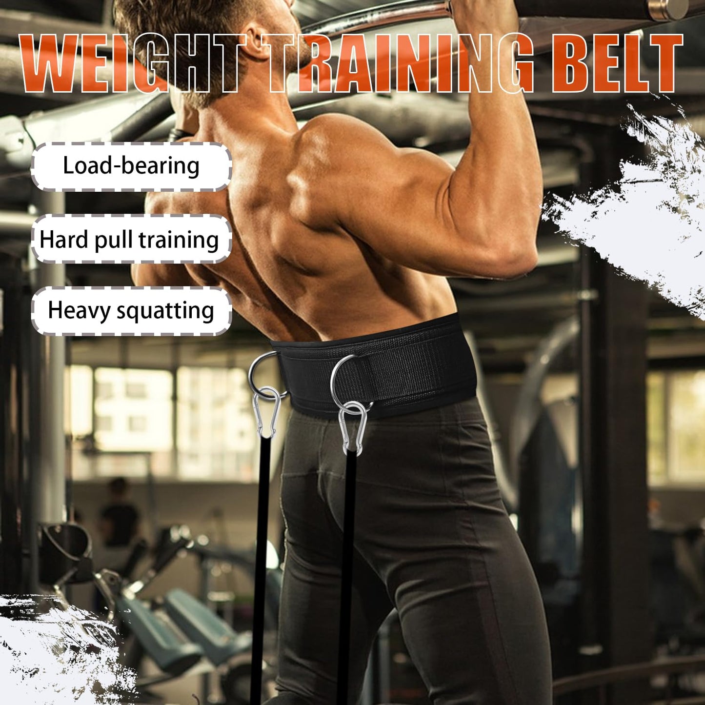 SYIGICE Waist Resistance Belt Neoprene Padded Belt with Rings Gym Pulley Strap for Cable Machines Fitness Exercise Resistance Training