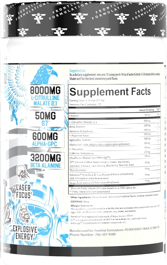 Gauntlet Pre-Workout Powder, Explosive Workouts, Laser Focus, Mid Stim, Amazing Flavor, Veteran Owned and Operated (25 Servings, Blue Coconut Lemonade)