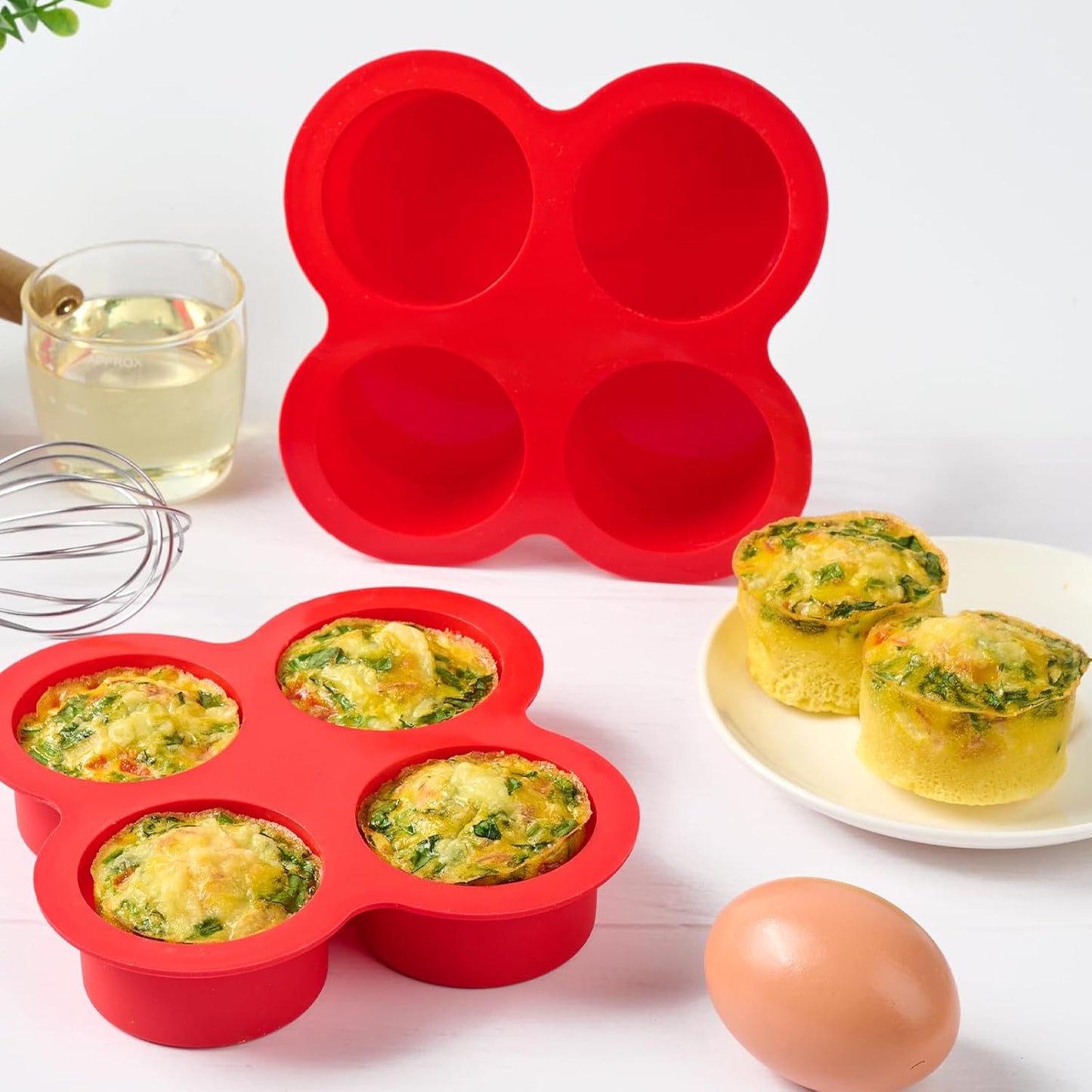 Puyeipt 2 Pack Air Fryer Egg Bite Molds - 4-Cup Silicone Baking Pans for Oven & Air Fryer