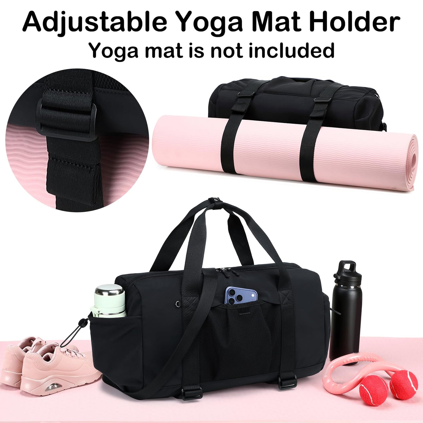 Gym Bag for Women Gym Duffle Bag with Shoe Bag and Wet Pocket Carry On Overnight Weekender Duffel Bag for Travel Sports Yoga