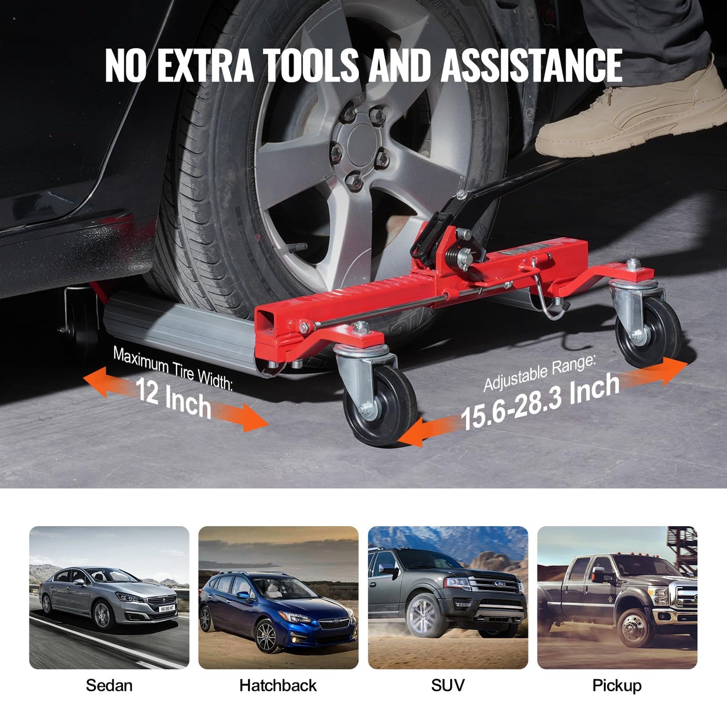 VEVOR Wheel Dolly, Max Capacity 1500 Lbs Car Dolly, Car Jack Dolly Lifter with Wheels, Heavy Duty Vehicle Positioning Ratchet Tire Jack, for Vehicle Car Auto Repair Moving