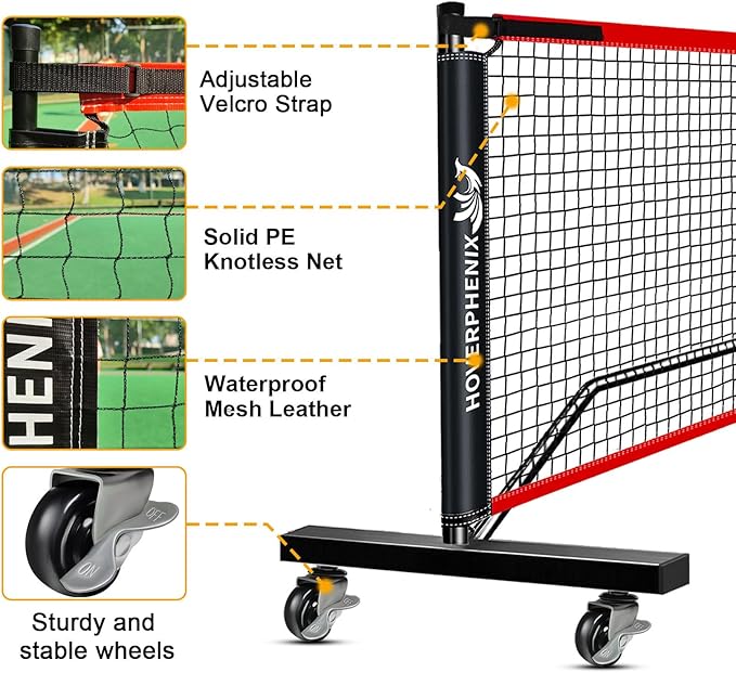 Pickleball Net for Driveway, Portable Pickleball Net System with Regualtion Size 22FT Pickle Ball Net, Outdoor Pickleballs, Carry Bag, Weather Resistant Metal Frame