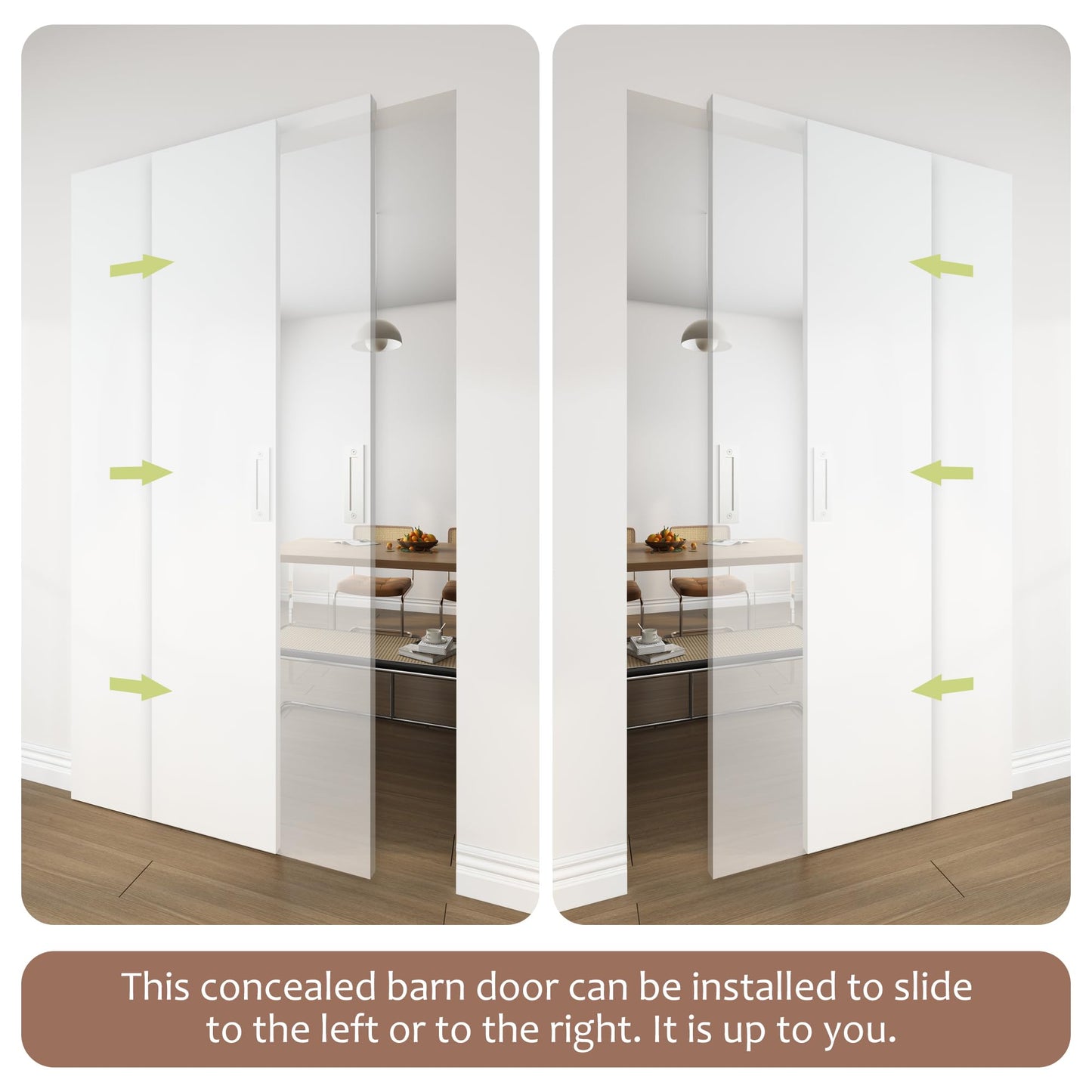 JUBEST 30"x84" Flush Solid Core White Primed Concealed Sliding Hidden Barn Door with Soft Close Installation Hardware and Double Sided Pulls Included