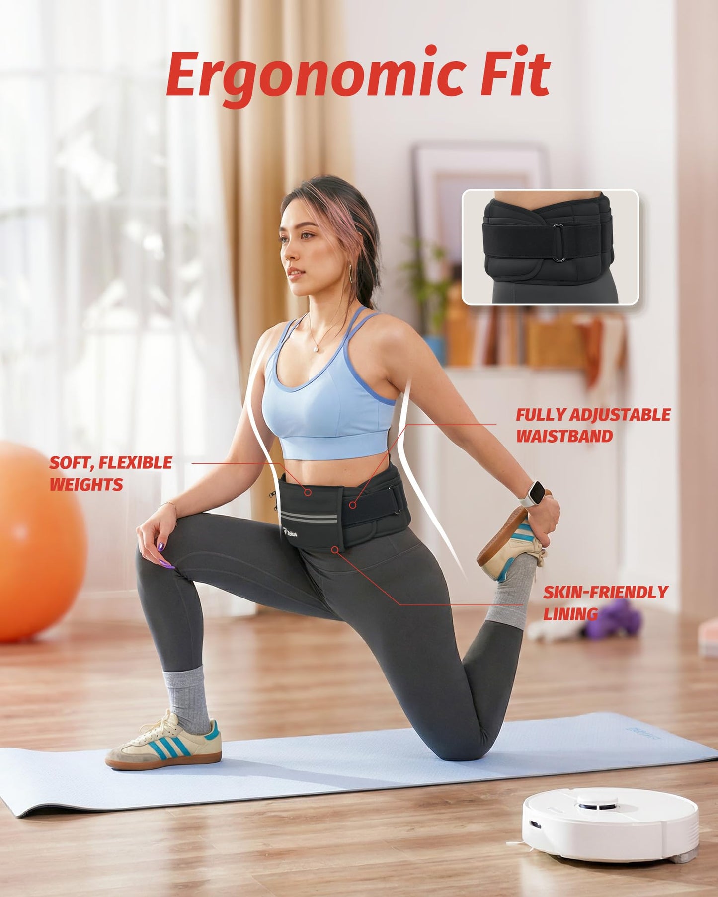 ZELUS Weighted Belt, 0-6 lb Z-Fit Adjustable Weighted Belt for Men Women with 9 Removable Silicone Soft Iron Blocks, 22.4-36.2 in Waist Adjustable Waistband for Training Walking Yoga