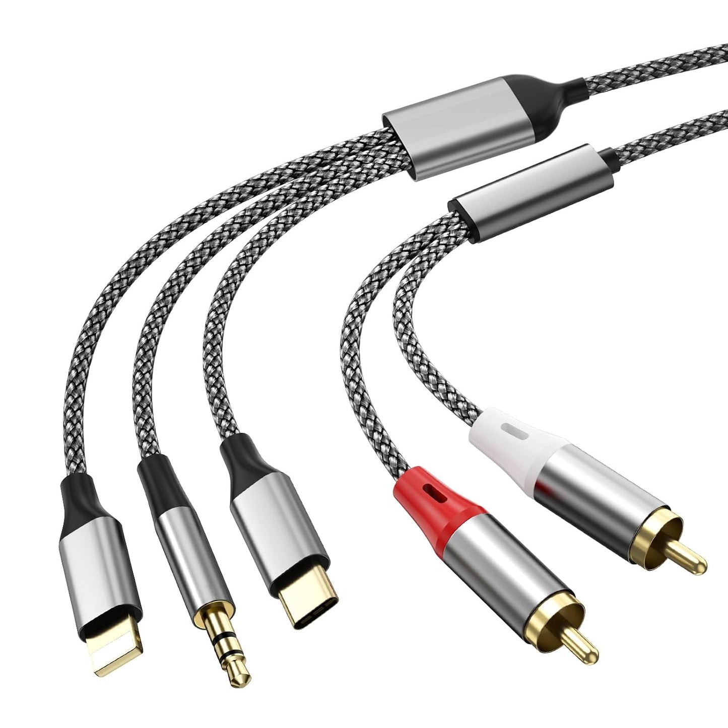 Liaoan Weiyu 2 3.5mm (1.3M/7.55FT) Three in one RCA Audio Cable, Used to Connect RCA Cable Adapter, USB C to RCA Cable