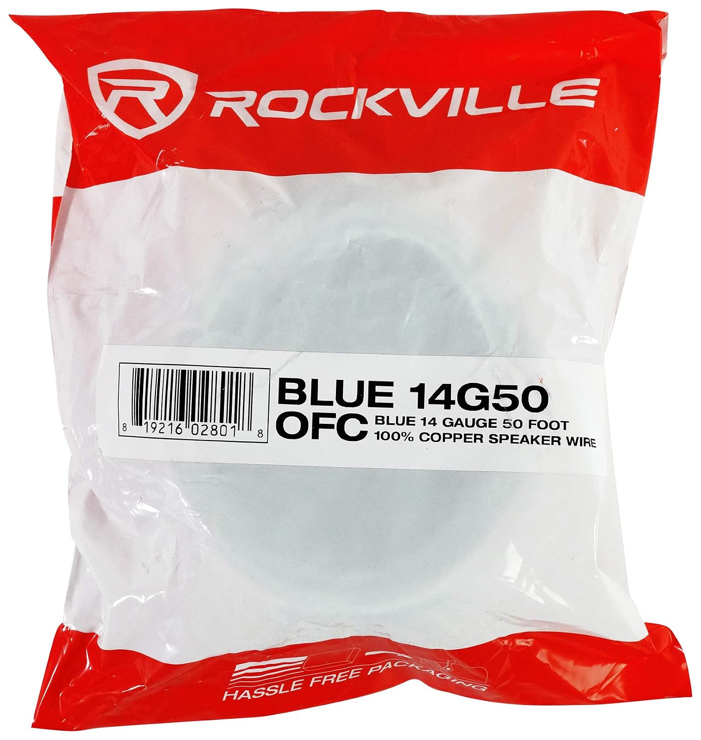 14G50 14 50 100% Rockville Blue OFC Gauge Foot OFC Copper Speaker Wire, Tinned Marine-Grade Jacket, Flexible Stranded