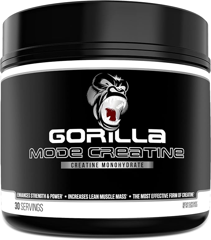 Gorilla Mind Creatine Monohydrate Micronized Powder,Improved Muscle Size, Power Output and Strength, 5 Grams per Servings, 30 Servings