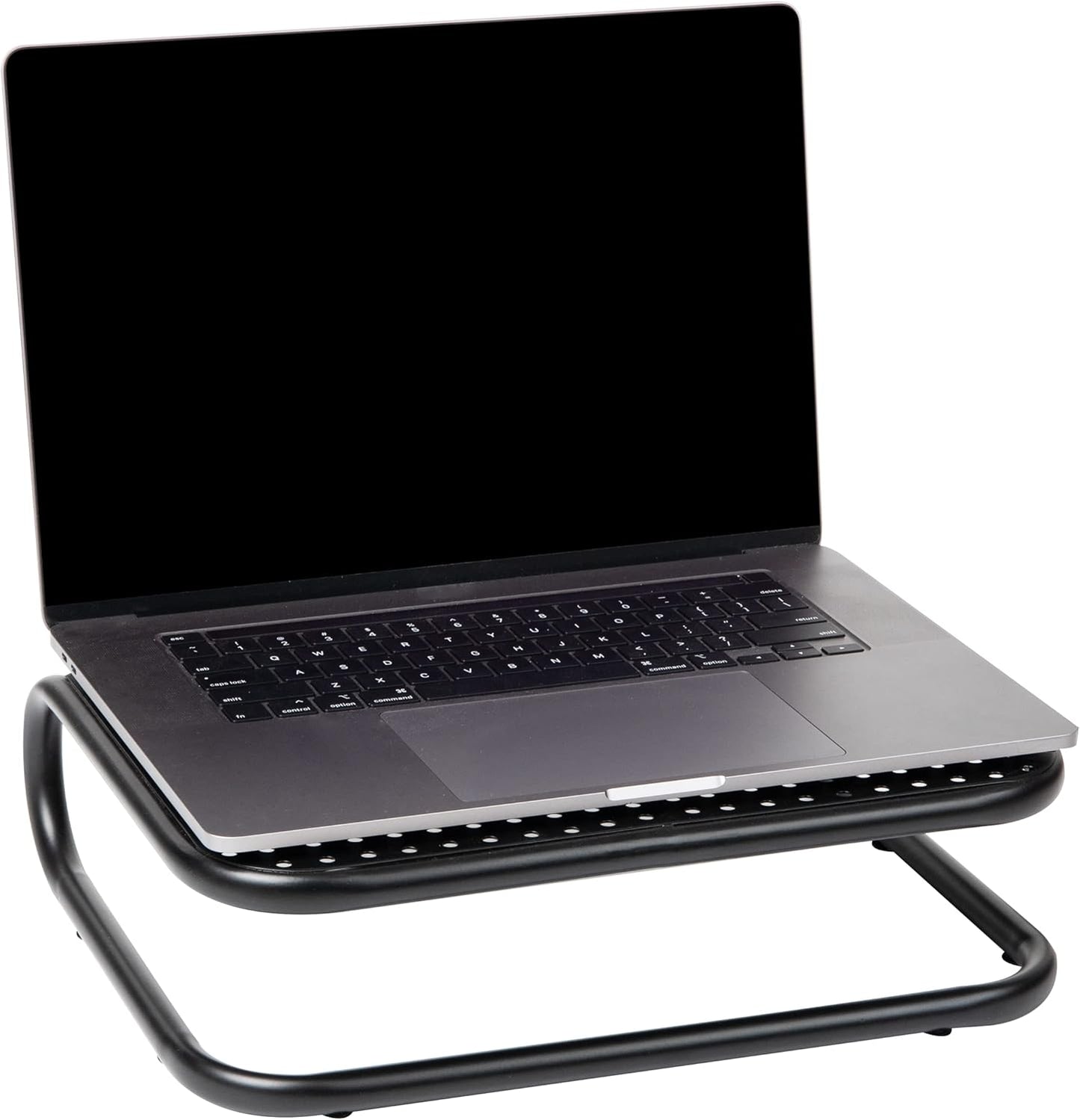 Set 2, 14.25"L 11"W 4.25"H, Mind Reader Monitor Stand, of Ventilated Laptop Riser, Desktop Organizer, Metal, x x Black