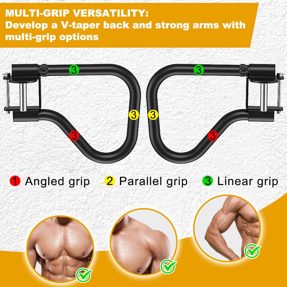 Kipika Dip Bar Attachment for 3" x 3" Squat Rack with 1" or 5/8" Holes, Multi Grip Set of 2, Narrow & Wide Grip Handles for Dips, Inverted Rows, Push-Ups, Australian Pull-ups