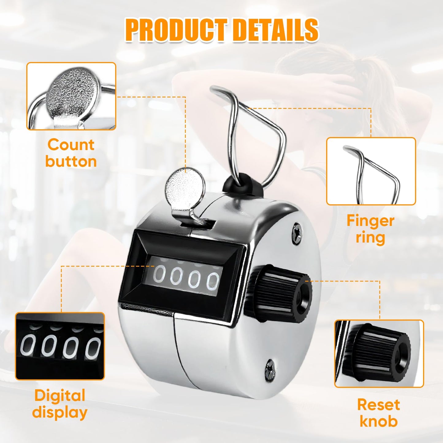 LKbeuuu Metal Handheld Tally Counter, Clicker Counter with 4 Digit Display, Hand Mechanical Counter for Counting, Golf, Baseball, Knitting, Coaching, Fishing and Laps