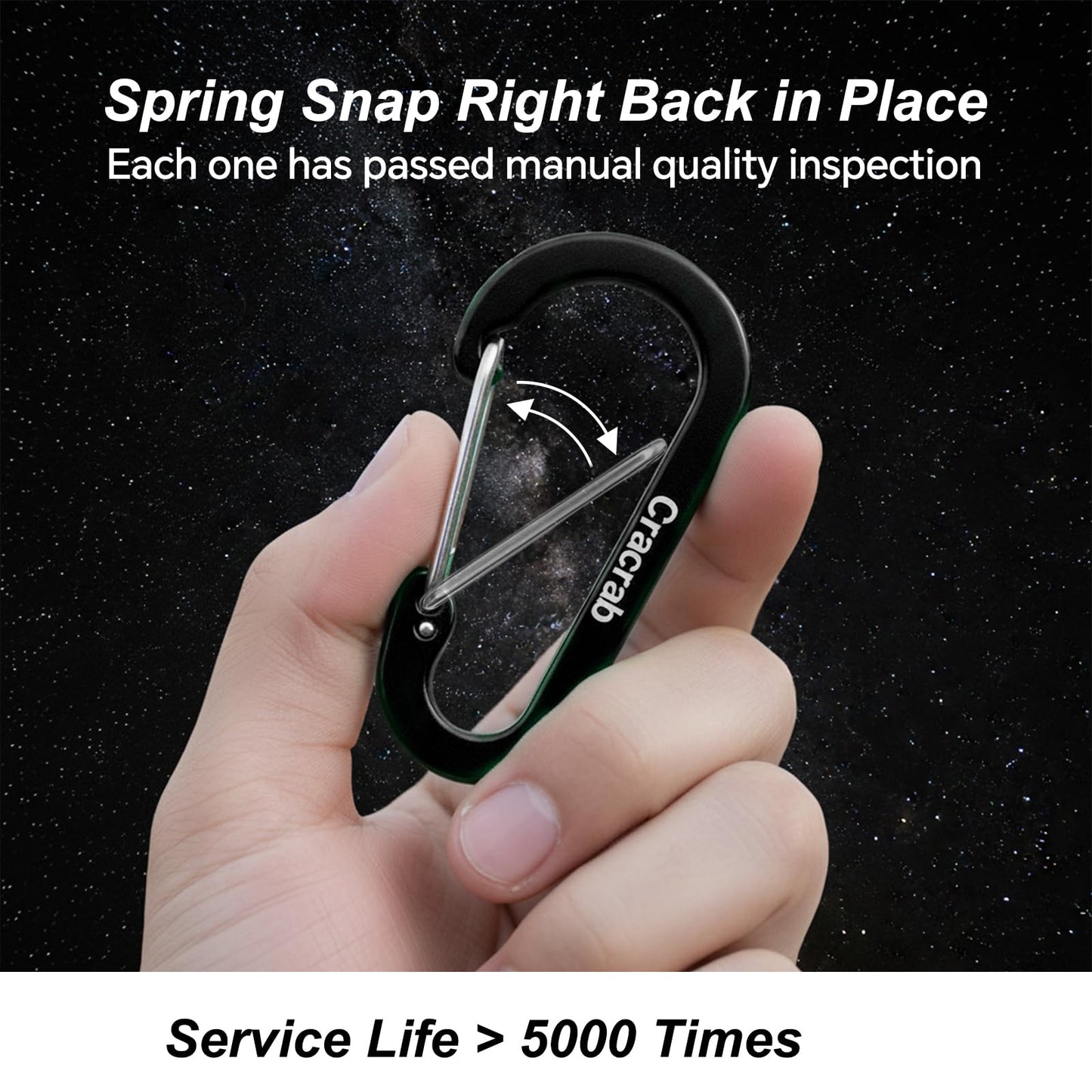 Carabiner Clips Assorted Sizes Pack, Includes Small 2 Inch Carbineers, Medium 2.4" Caribiner, Large 2.8 Inch Caribeaner Heavy Duty, Aluminum Carabiner for Backpack (Black)